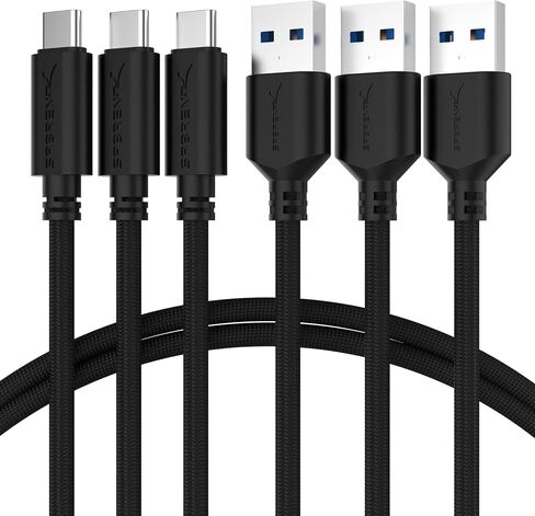 SABRENT [3-Pack 22AWG Premium 3ft USB-C to USB A 3.0 Sync and Charge Cables [Black] (CB-C3X3) in Saudi Arabia
