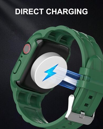 Sports Silicone Band with Bumper Case Compatible with Apple Watch Band 44mm 45mm for Women, Rugged Wrist Strap Replacement for i-Watch Bands for Women Series 9 8 7 6 5 4 SE in Kuwait