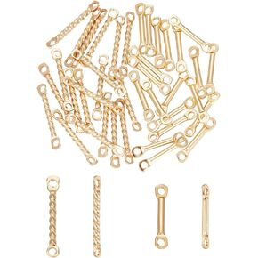 UNICRAFTALE 60Pcs 2 Styles 201 Stainless Steel Connector Charms Golden Twist Triangle Bar Links Connectors Pendants 2 Hole Stick Strip Earrings Charms for DIY Jewelry Making