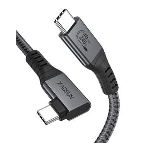 XAOSUN Short USB C Thunderbolt 4 Cable 1 FT, 240W Right Angle Thunderbolt Cable 90 Degree with 40Gbps Data and 8K Video,Compatible with iPhone 15 Pro Max, USB4, Thunderbolt 3 Cable and USB-C (0.33m)