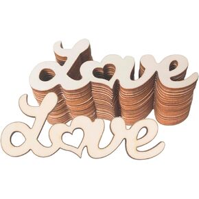 20pcs Love Wood DIY Crafts Cutouts Wooden Love Heart Shaped Slices Embellishments Gift Ornaments for Wedding Birthday Party Home Decorations