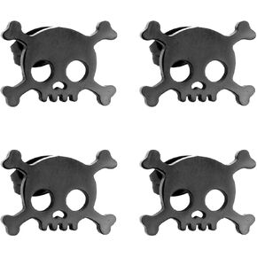 أقراط ترصيع الجمجمة السوداء 2 أزواج القوطية عظم الجمجمة الهيكل العظمي السائق هالوين أقراط in Kuwait