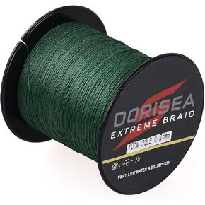 Dorisea Extreme Braid 100% Pe Moss Green Braided Fishing Line 109Yards-2187Yards 6-550Lb Test Fishing Wire Fishing String Incredible Superline Zero Stretch
