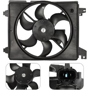 SCITOO 610580 620-813 A/C Condenser Engine Cooling Fan Assembly Replacement Fit for 2001-2006 for Hyundai for Elantra
