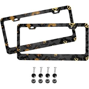 Blue Flowers and Butterflies 2 Sets Metal License Plate Frame for Man Women,Auto Decorative Frames Cars Protector Cover Holder for US Standard Vehicles with 2 Holes and Screws