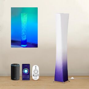 chiphy Floor Lamp for Living Room, 52"(M) Standing Lamp, RGB Color Changing LED Bulbs, Adjustable Brightness Color Temperature, Red Fabric Lampshade, for Bedroom Kids Room Play Room