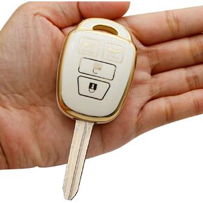 2 pcs for Toyota Key Fob Cover,for Toyota with Keychain Compatible with 2012-2019 Camry Corolla Yaris RAV4 Avalon Scion Highlander Venza Key Shells(White Black)