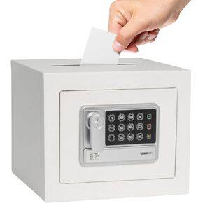 Deposit Safes Drop Small Safe Box Electronic Money Cash Safe with Digital Keypad & Keys，Mini Security Lock Safe Boxes for Coin Home Office Hotel Rooms Business Jewelry Gun (Black)