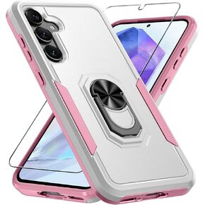 Janmitta Compatible with Samsung Galaxy A36 5G Case with Screen Protector+Camera Lens Protector,Heavy Duty Full Body Phone Cover Built in Ring Holder Kickstand,2025 Black Matte