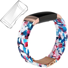 Wongeto Resin Band Compatible with Fitbit Charge 4/Fitbit Charge 3/Charge 3 SE with Case Women, Bracelet Wristbands resin Straps + Cover Protective Cases for Charge 4/3/3 SE Band