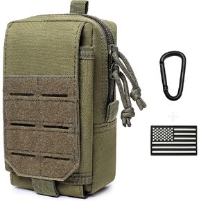 Tactical Molle Pouch Military Waist Bag Outdoor Men EDC Tool Bag Utility Gadget Organizer Vest Pack Purse Mobile Phone Case Hunting Compact Bag U.S.A Patch Carabiner Included