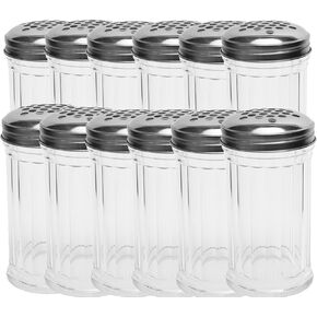 شاكر جبنة بارميزان بلاستيكية سعة 12 أونصة / شاكر فلفل أحمر مع غطاء من الفولاذ المقاوم للصدأ بفتحات كبيرة مقاس 1/4 بوصة، وأغطية موزع سكر/توابل بلاستيكية شفافة، GEEX DEPOT (2، 12 أونصة) in Kuwait