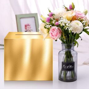JC HUMMINGBIRD 10"x10" Shining Gold Large Envelope Party Gift Card Money Box Wishing Well