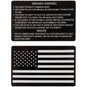 1Pc Black Miranda Card with Torn American Flag on The Back,Black Miranda Warning Card Miranda Rights Standard Field Sobriety Test Clues Cards Police Gift,Cards and Card Stock, Paper