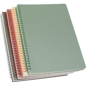 Yansanido Spiral Notebook, 4 Pcs 4 Color 9.8 Inch x 6.9 Inch B5 Thick Plastic Hardcover 7mm College Ruled Paper 80 Sheets (160 Pages) Journal for School and Office Supplies (4 Pcs B5)