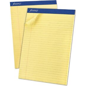 Ampad TOP20220 20220 Perforated Writing Pad, 8 1/2 x 11 3/4, Canary, 50 Sheets (Pack of 12)