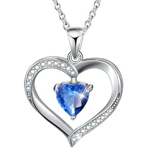 ✦Christmas day Gifts✦ Forever Love Heart Necklace Jewelry 18K White Gold/ Rose Gold Plated 925 Sterling Silver Birthstone Pendant Necklace with 5A Cubic Zirconia Birthday Gifts for Women and Girls