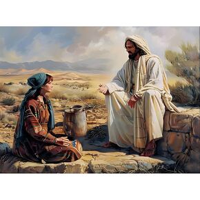 ohhvvow يسوع الماس الفن مجموعات الرسم للبالغين، الزجاج الملون الحفر الكامل الماس النقاط لوحات للمبتدئين جولة الطلاء 5D مع الماس صور جوهرة الفن مجموعات الرسم مجموعات الحرف اليدوية 14 × 14 بوصة