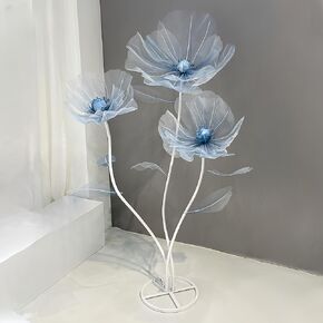 Artificial Flower Decoration, 5.25 ft Large Gauze Floral with LED Lamp, Wedding Decorations for Reception, Birthday Party Banquet Background Decor, Shop Window Display, Orange
