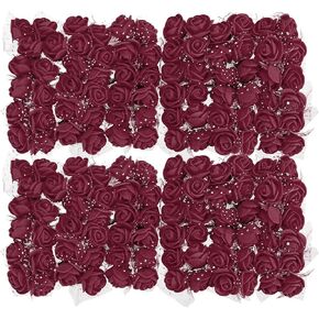 MECCANIXITY Artificial Rose Flower Heads, Black Mini Faux Flowers 0.8 Inch-1 Inch for DIY Craft Wedding and Party Decoration Pack of 144