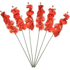 Hosley Set of 6 Farmhouse Orchid Phalaenopsis Artificial Flowers 28" Long - Salmon. Great for Use Vases, for Home, Wedding, Spa & Special Occasions. O6