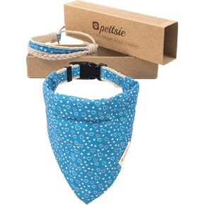 Pettsie Bandana Dog Collar, Matching Friendship Bracelet, Durable, Comfortable and Soft Hemp for Sensitive Skin, Gift Box, 3 Easy Adjustable Sizes, D-Ring for Easy Leash Attachment, Small, Red