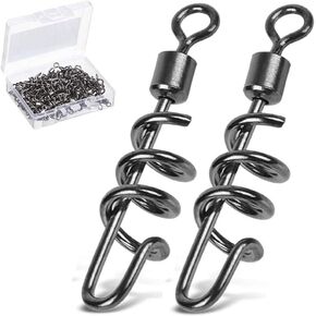 AMYSPORTS Fishing swivels Corkscrew snap swivels Fishing Tackle swivels Saltwater Freshwater Leader Lure jigs line Connector