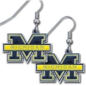 Michigan Wolverines NCAA Logo Dangle Earrings