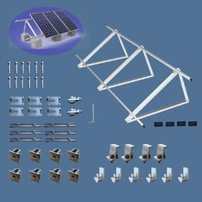 Solar Panel Mounting Brackets Kit System Adjustable 30º~45º Aluminum Alloy Tilt Ground Mounted Bracket Rust Free Sturdy for 1-4pcs Solar Panels