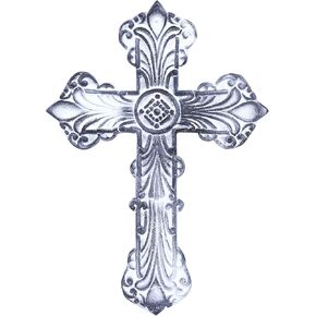 Castleore Easy Wall Hanging Home Decor Religious Christian Crosses for Wall | Best for Home, Office and As Gift | White Antique | Size L 9.4 W 6.6 Inch |