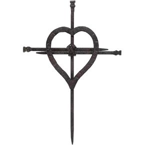 Dicksons Heart and Driven Nails Brown Rust Look 12.5 Metal Wall Cross