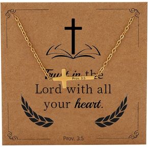 Sideways Cross Necklace for Women Dainty Gold Small Cross Necklaces with Bible Verses Jesus Christian Jewelry for Women Girls Easter Basket Stuffers Baptism First Communion Religious Gift for Teens