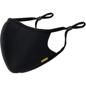 DEWALT Breathable Cloth Face Masks — Adjustable Earloops and Removable Neckstrap — Black — 2-Pack