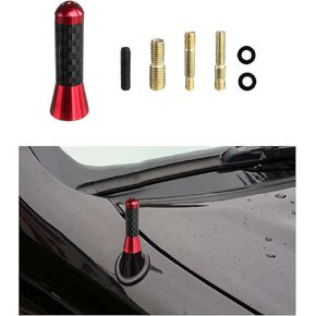 Car Short Antenna, 1.37'' Aluminum Radio Antenna Mast Replacement, Carbon Fiber Auto AM/FM Radio Reception Antenna with Screws, Vehicle Roof Mini Aerial Antenna for Car SUV (Black)