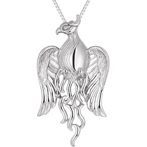 925 Sterling Silver Phoenix Necklace, Rising Firebird Pendant Necklace for Women