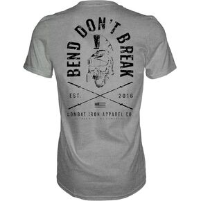 Combat Iron Men's Graphic Short Sleeve T-Shirt - Bend Don't Break Barbell Skull Tee