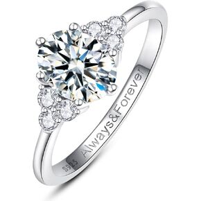 1.5ct 6x8mm Oval-Cut Engagement Ring for Women Engrave Always & Forever 925 Sterling Silver Cubic Zirconia Engagement Ring Promise Ring for Her Size 5-9