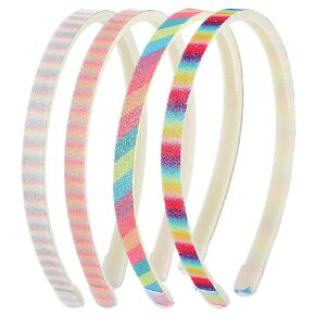 Glitter Headband, 4pcs Plastic Sparkly Cute Non Slip Chunky Hairbands, Thick Bling Confetti Rainbow Hair Bands with Teeth, Little Girls Colorful Hair Accessories