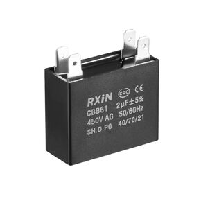 uxcell Ceiling Fan Capacitor CBB61 2uF 450V AC Double Insert Metalized Polypropylene Film Capacitors 38.2x25.2x15.2mm for Water Pump Motor Generator