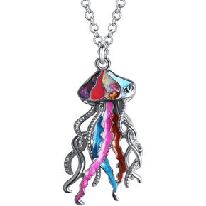 Enamel Alloy Cute Jellyfish Necklace Sea Animal Pendant Fashion Ocean Summer Jewelry Birthday Christmas Gifts for Women