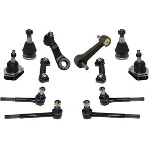 PartsW - 12 Pc Suspension Inner Outer Tie Rod Ends Adjusting Sleeves Upper Lower Ball Joints Idler & Pitman Arms