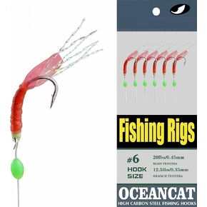 5/10/25/50/100 Packs Fishing Rigs 6 Hook/Set Red Skin Rubber Silk String Hook Fishing Lure Saltwater Freshwater Bait Rig Tackle 5#6#7#8#9#10#