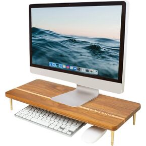 Monitor Stand Wood Riser Computer Monitor A Sturdy Computer Stand to Elevate Your Screen and Reduce Eye Strain and Maintain Body Position (Walnut Wood)