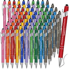 Geosar 90 Pcs Christian Gift Bulk Religious Pen Bible Verse Metal Pen Inspirational Church Scripture Gift for Women Men Nurse Teacher Student, Black Ink(Vivid Colors)