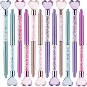 COLSSINE 12 Pack Love Shaped Glitter Pens Ballpoint pen for School and Office (STYLE 1)