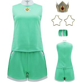 Princess Daisy Cosplay Costume Women Tennis Outfit Top Shorts Set with Crown Adult Sports Suit for Halloween