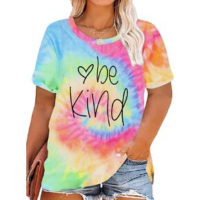 تي شيرت نسائي مقاس كبير Be Kind تي شيرت برسوم النحلة تي شيرت مصبوغ وربطة عنق تي شيرت ملهم للمعلمين