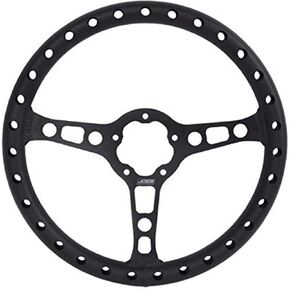 Joes Racing Products 13450 Steering Wheel, 13 in Diameter, 3-Spoke, Flat, Aluminum, Black Anodize, Each