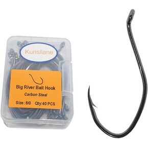 Catfish Hooks Big River Bait Hook 25-50pcs of 4/0-10/0 High Carbon Steel Fishing Hook Saltwater Size Black Nickel