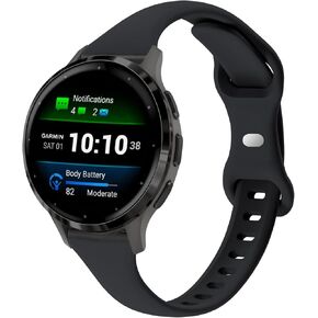 أحزمة ساعة رفيعة من السيليكون متوافقة مع Garmin Venu 3S / Vivoactive 4S / Venu 2S / Vivomove 3S، 18 ملم رقيقة وناعمة وضيقة رياضية بديلة لسوار المعصم Garmin Forerunner 255s/265S